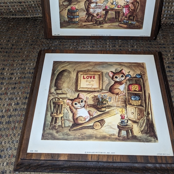 Set of Vintage Litho wood plaques - Picture 1 of 5